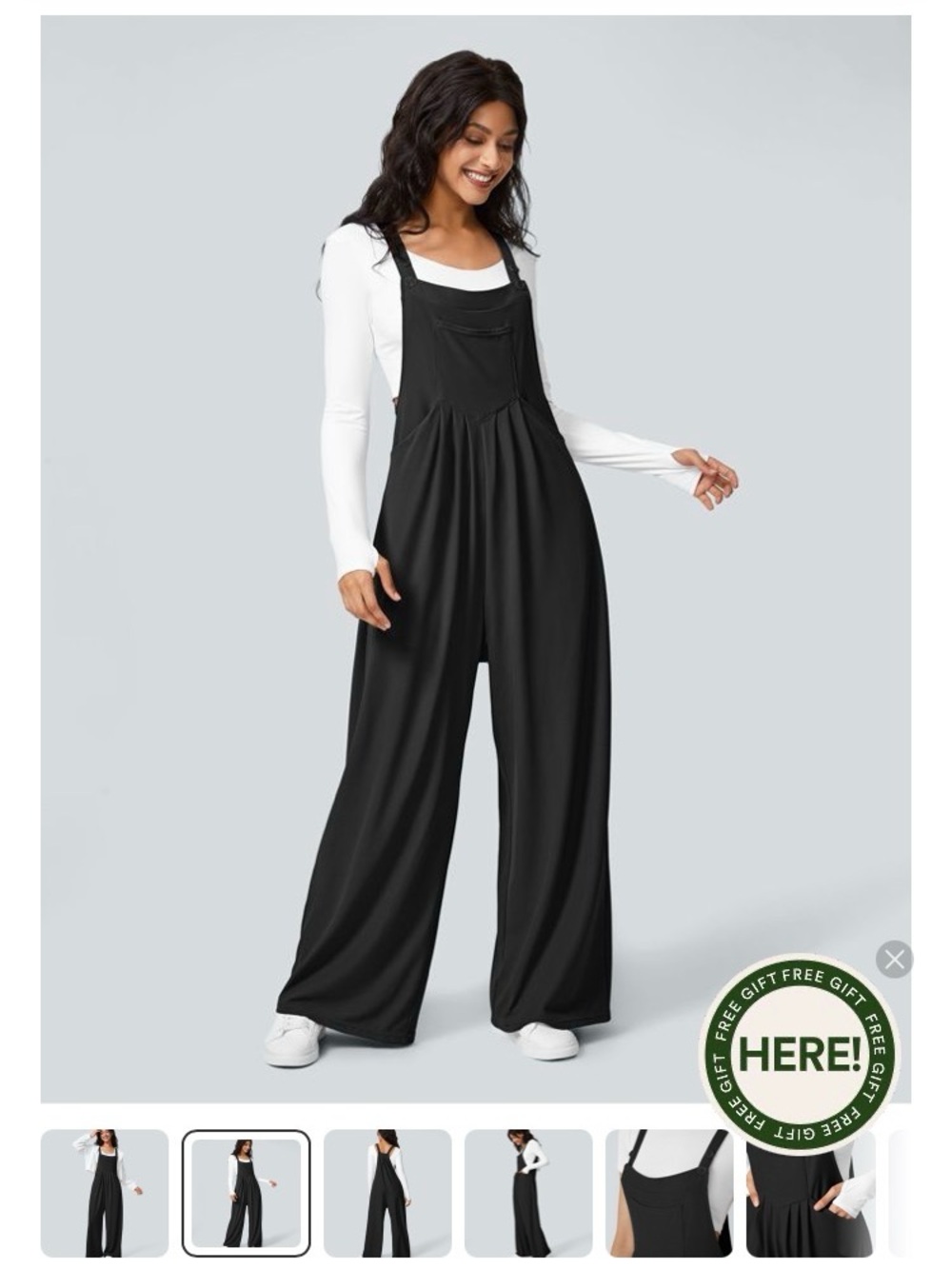 HALARA Black Wide-Leg Overalls Jumpsuit